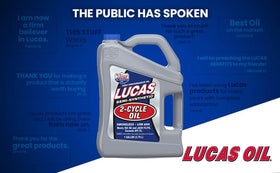 Lucas Oil used while mixing fuel for a chainsaw demonstrating cleaner combustion