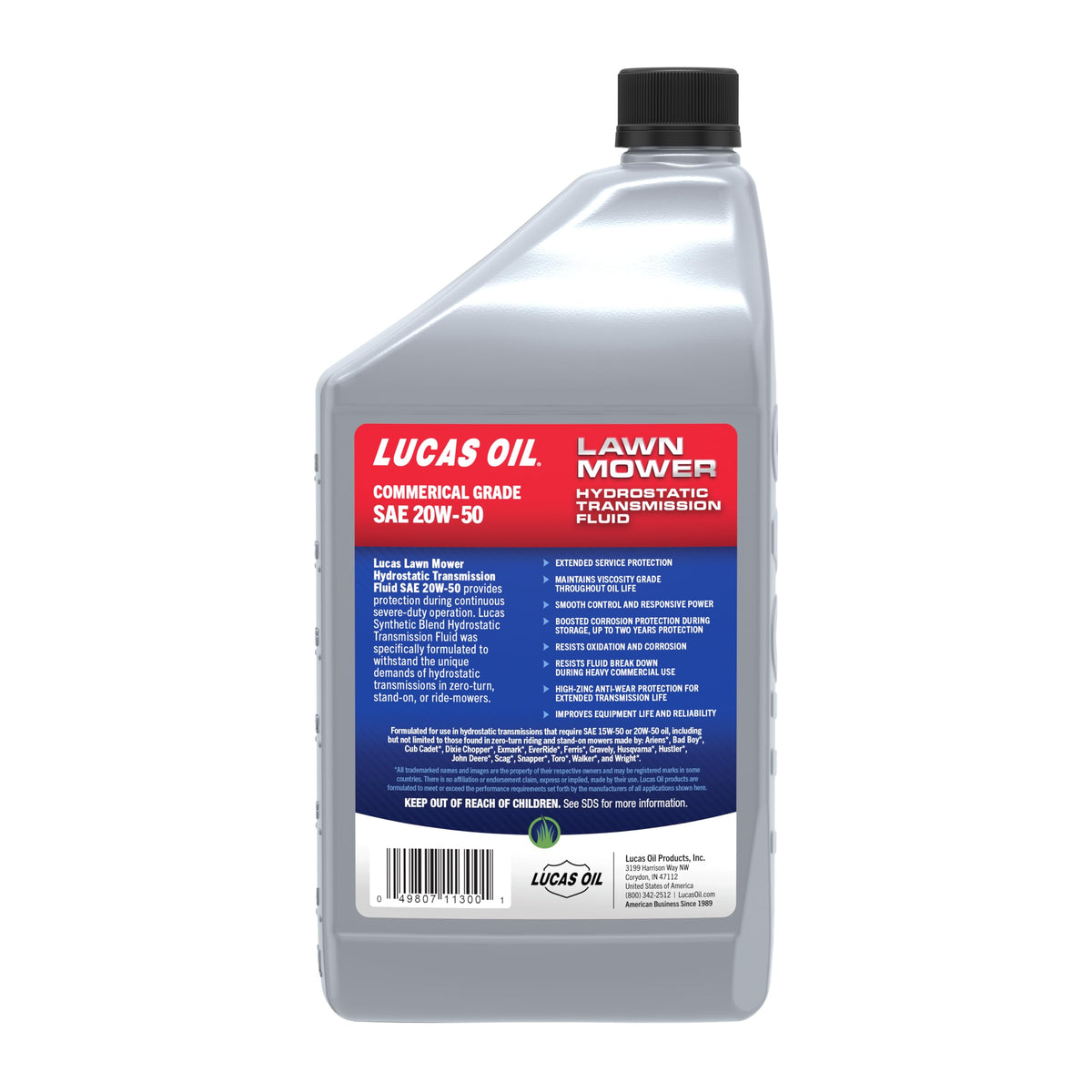 Lucas Oil 11300 close-up of pouring spout and label highlighting formulation benefits