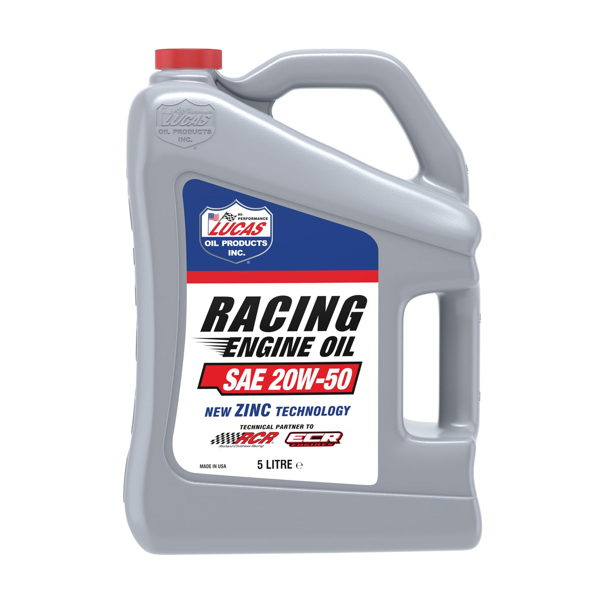 Lucas Oil front label on 5-quart bottle showing product and performance benefits
