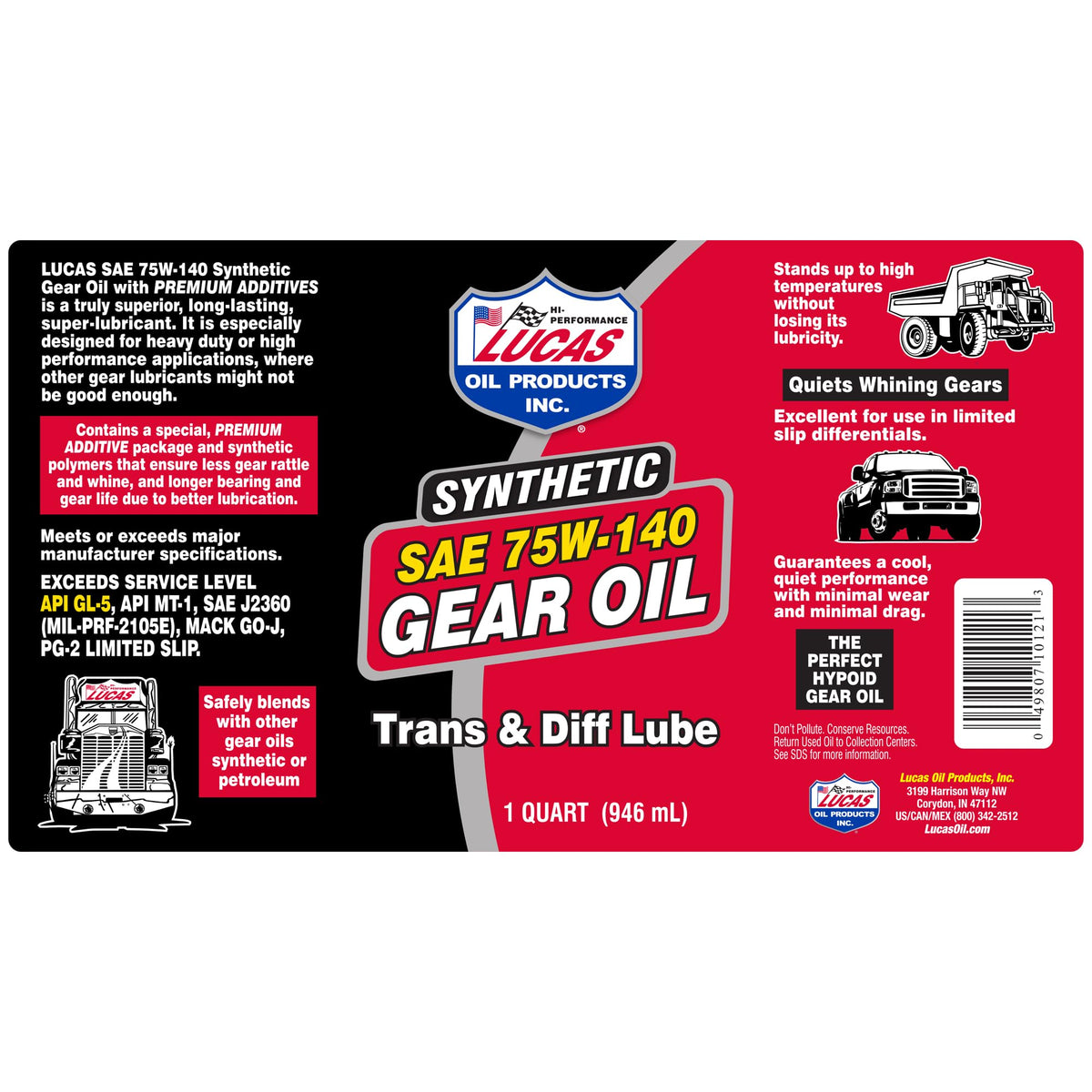 Lucas Oil 75W-140 pouring close-up showing smooth texture and excellent lubricity for gear protection