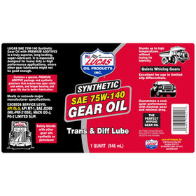 Lucas Oil 75W-140 pouring close-up showing smooth texture and excellent lubricity for gear protection