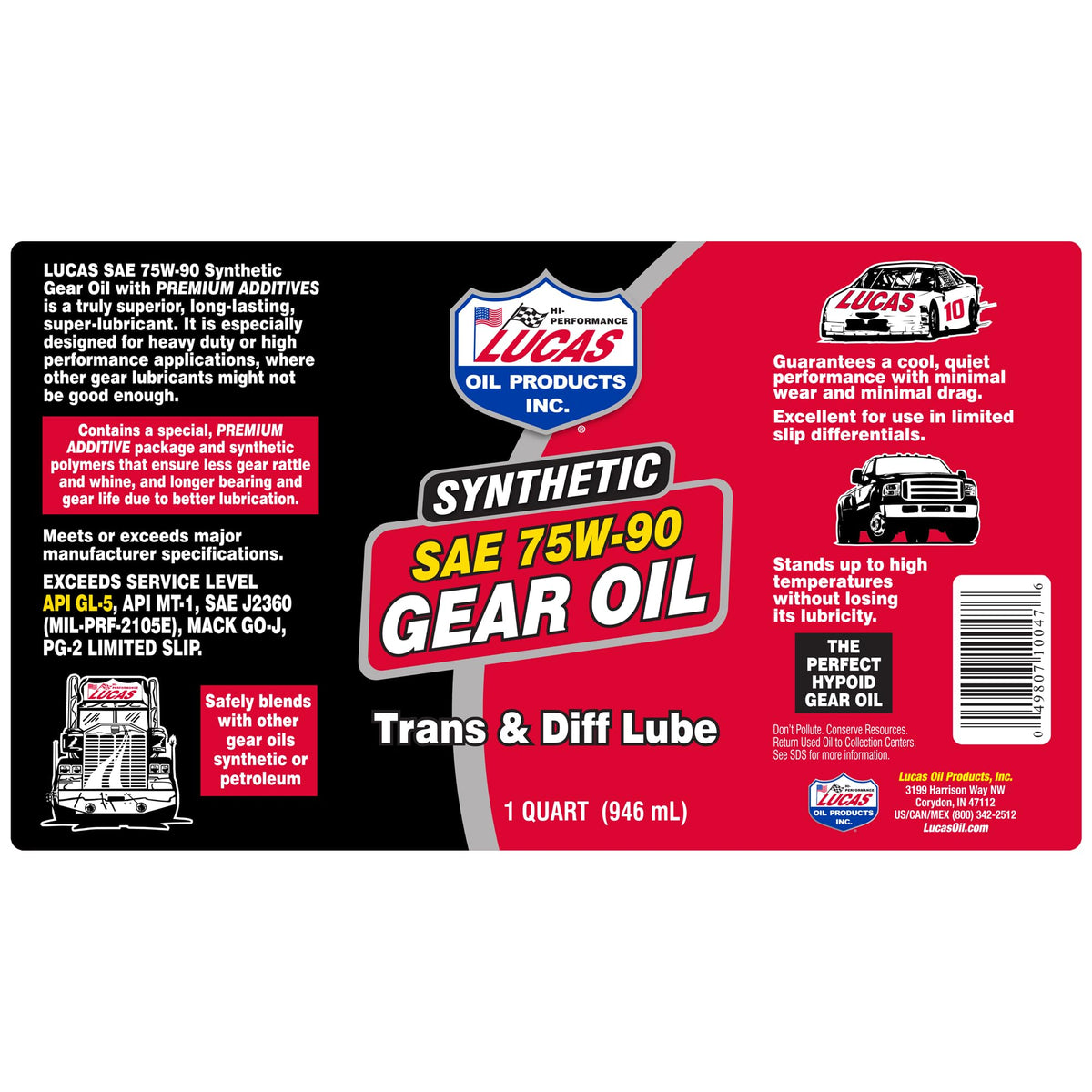 Lucas Oil 75W-90 pouring into differential housing demonstrates smooth pour and protection