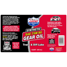 Lucas Oil 75W-90 pouring into differential housing demonstrates smooth pour and protection