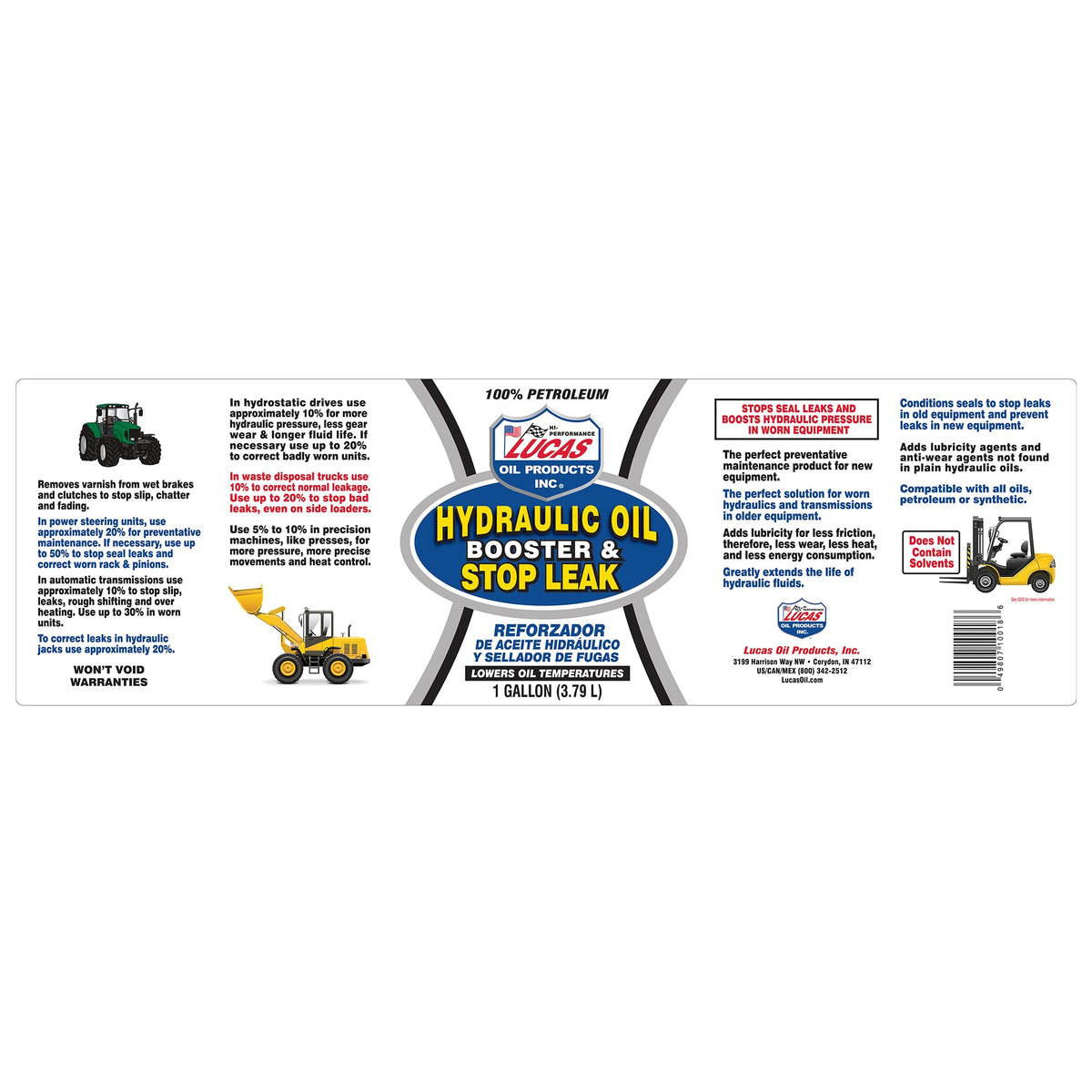 Lucas Oil label close-up highlighting directions and features for quick reference