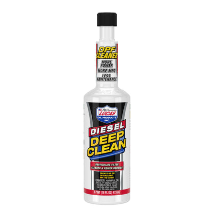 Lucas Oil bottle front view showing product for fewer DPF regens