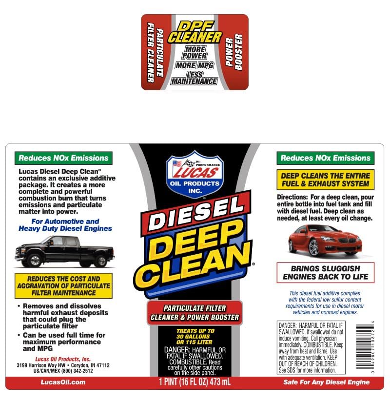 Lucas Oil pouring into a fuel tank to reduce soot and backpressure