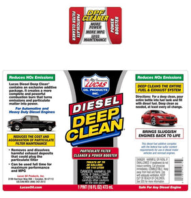 Lucas Oil pouring into a fuel tank to reduce soot and backpressure