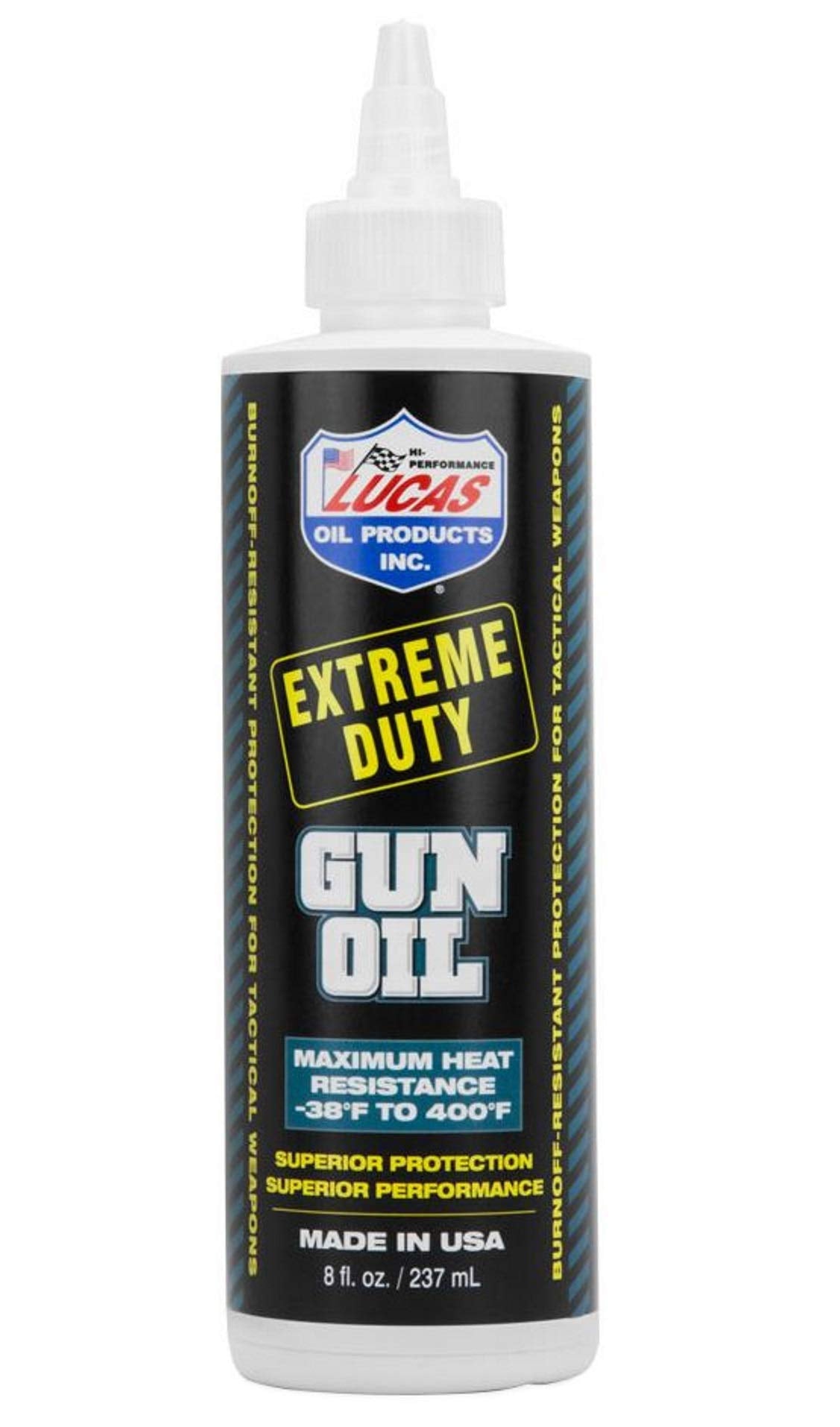 Lucas Oil bottle front view showing label and convenient 8 oz size for reliable protection