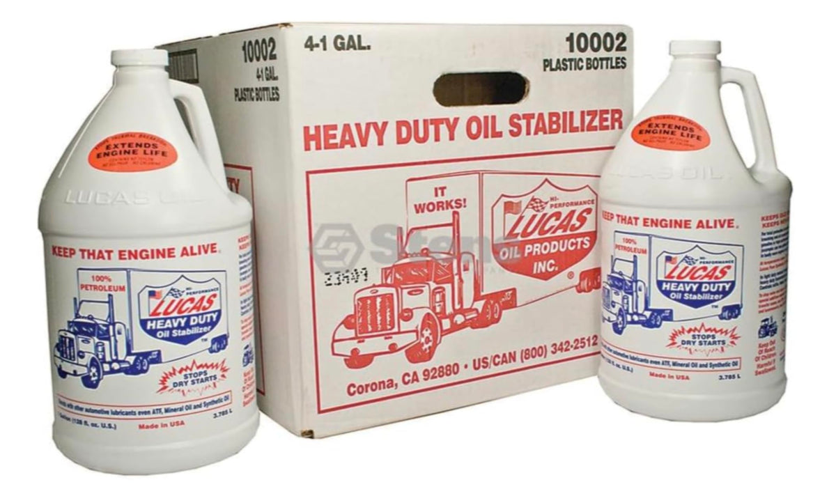 Lucas Oil front label on 1 gallon bottle showing product name and usage benefits