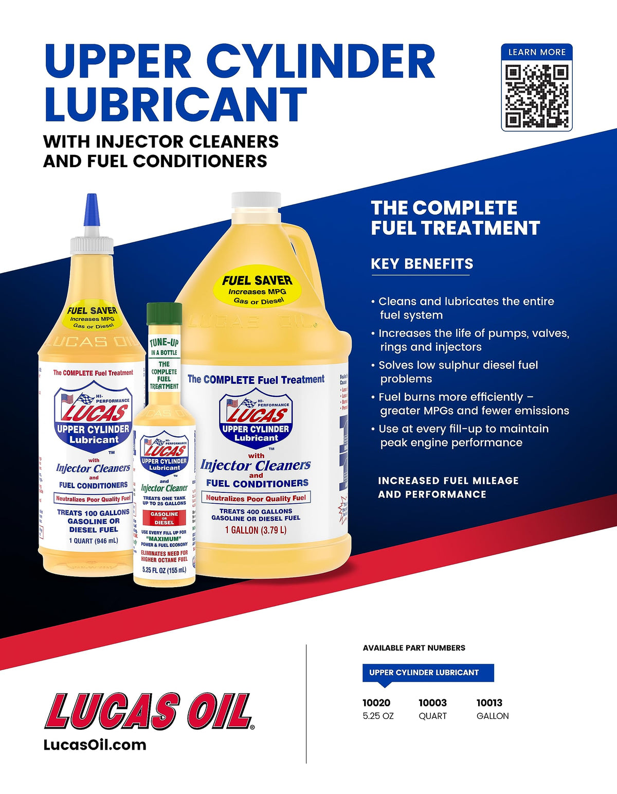 Lucas Oil bottle beside a pickup, illustrates fleet and daily-driver fuel system care