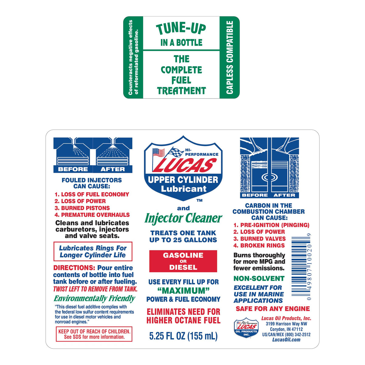 Lucas Oil bottle next to ruler for scale, conveys compact size and easy storage