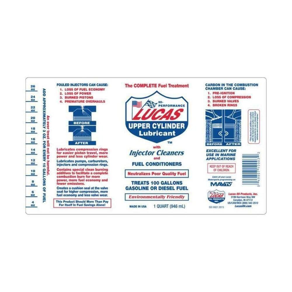 Lucas Oil bottle side angle highlighting durable packaging benefit