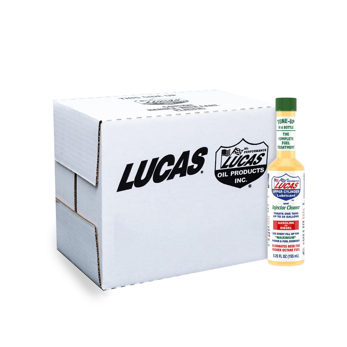 Lucas Oil side label with features and directions, clarifies usage and benefits