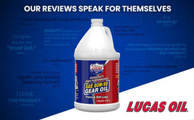 Lucas Oil 1 gallon beside common objects showing scale and value for multiple services