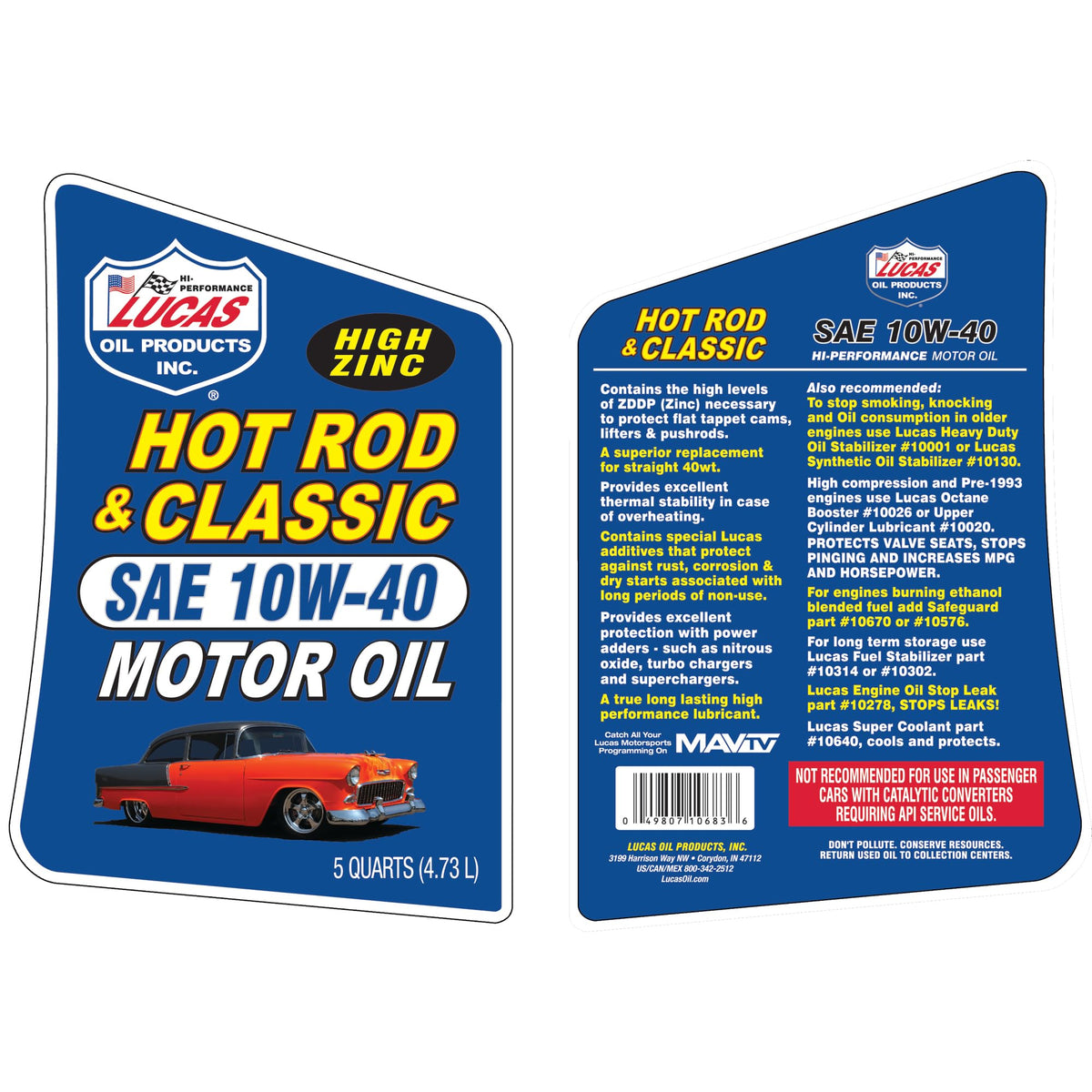 Lucas Oil label close-up highlighting additive and specification details