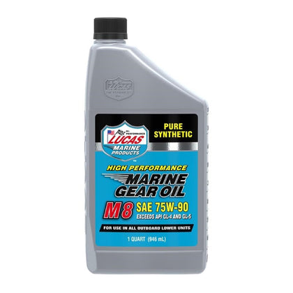 Lucas Oil M8 front label showing corrosion and wear protection