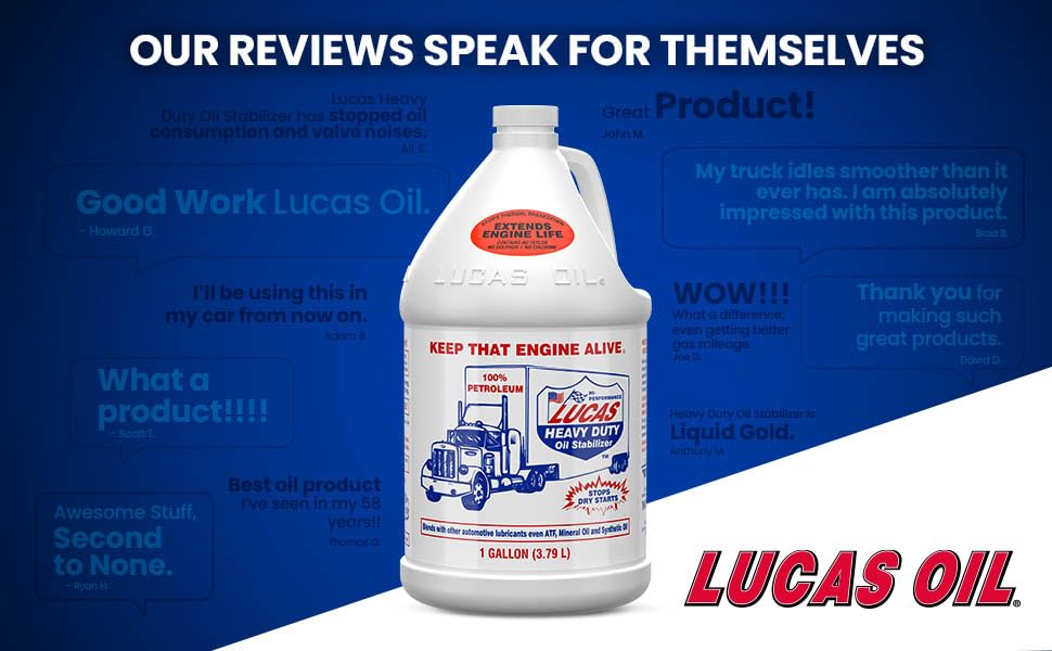 Pack of four Lucas Oil gallons staged in garage for fleet maintenance readiness