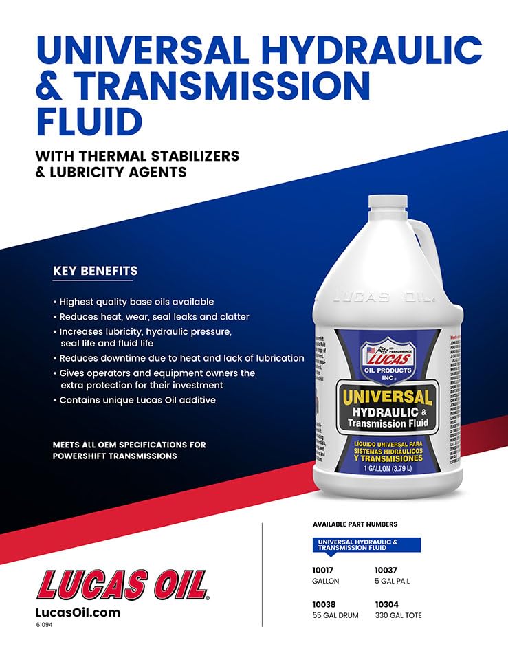 Lucas Oil being poured into a hydraulic reservoir demonstrating clean pour and equipment protection