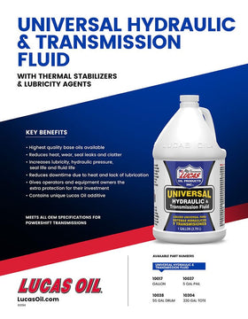 Lucas Oil being poured into a hydraulic reservoir demonstrating clean pour and equipment protection