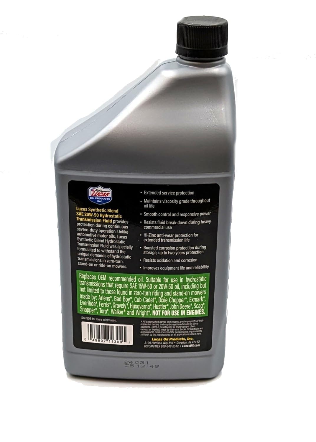 Lucas bottle next to measuring tape showing 5-quart size for correct capacity