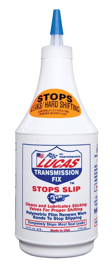 Lucas Oil being poured into transmission showing easy addition and fast results