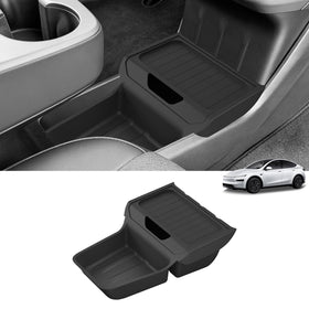 LUCKEASY front view installed in Model Y showing neat storage benefit