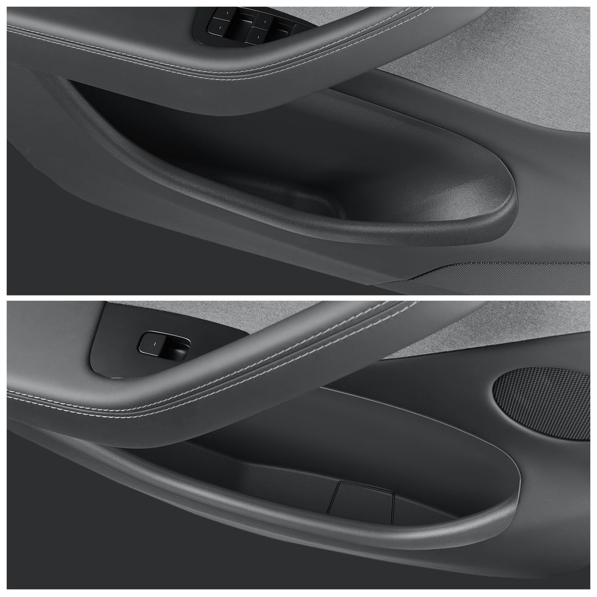 LUCKEASY installed on rear door showing added pockets and passenger convenience benefit