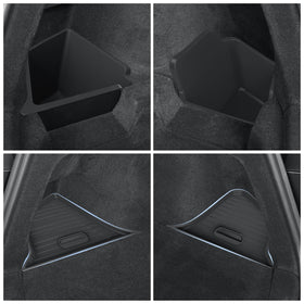 LUCKEASY right-corner bin installed with lid closed, prevents spills on drives