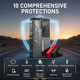 Lucklike 800LM LED flashlight lit at night, bright visibility for roadside tasks