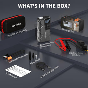 Lucklike jump starter used roadside on vehicle tire, dependable multi-function support