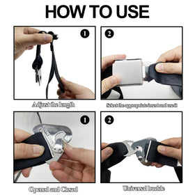 LUCKLYJONE seat belt extender installed on an airplane seat for added comfort