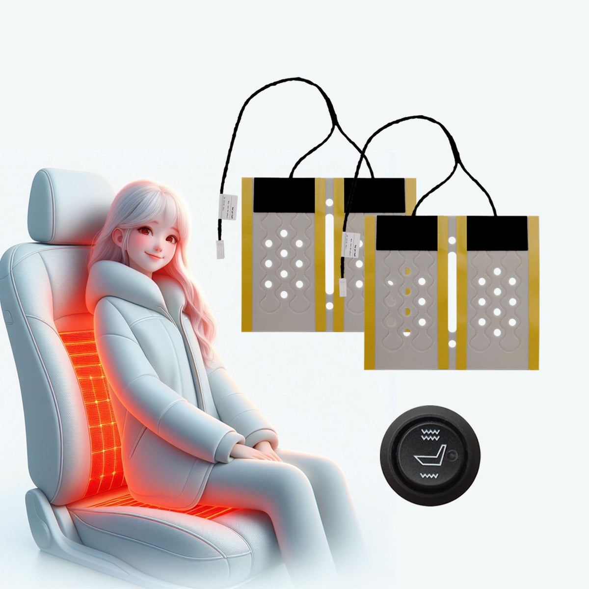 LUCKY DRIVER front view of seat kit showing fit and improved comfort