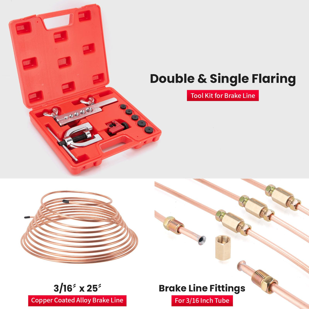 Lucky Seven flaring tool and cutter set enabling secure flare creation