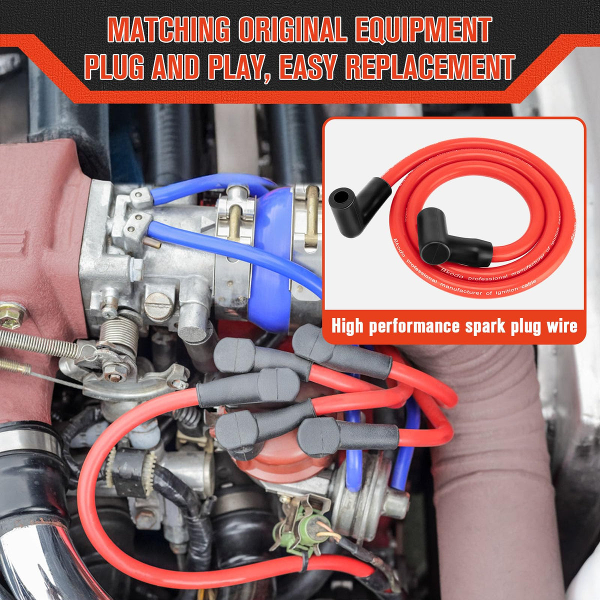 Lucky Seven wires installed on V8 engine demonstrating tidy routing