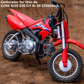 LuckySlycyc carburetor installed on a CRF50 demonstrating correct fitment