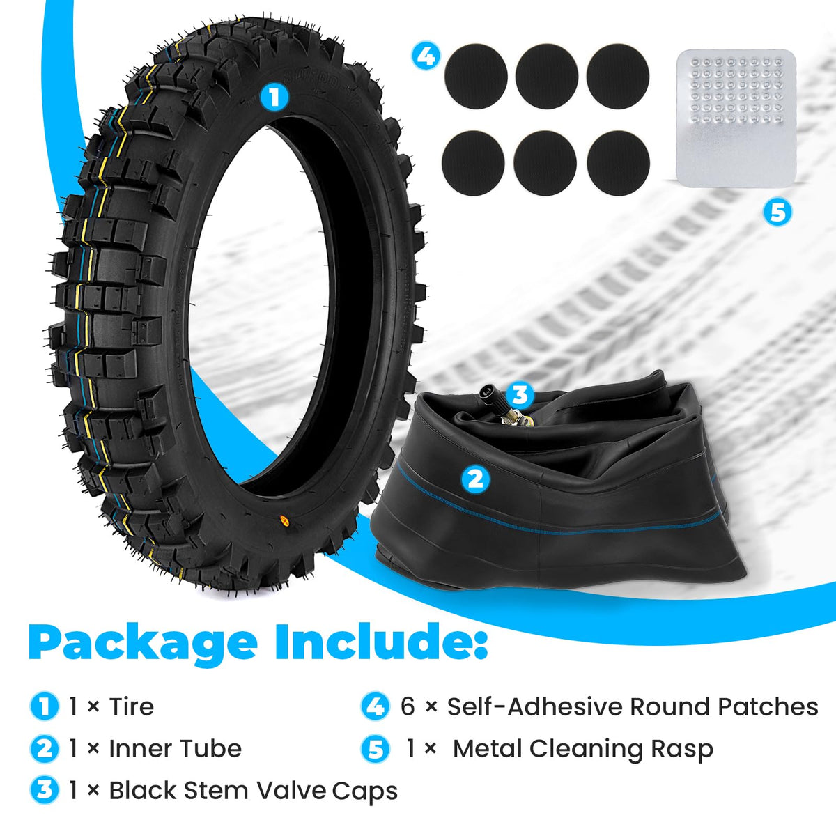 LuckySlycyc repair kit contents with patches and rasp for fast on-trail fixes