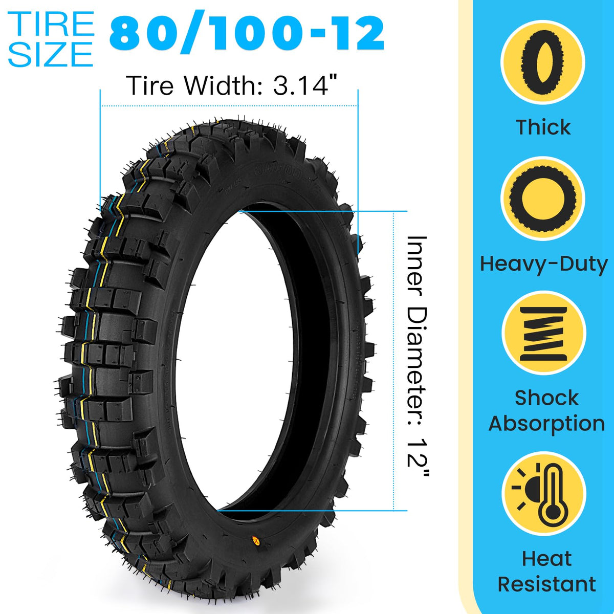 LuckySlycyc close-up of deep block tread providing superior mud and loose-surface grip