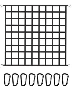 LuckyStraps front view showing 4x4 flat bungee cargo net and included hooks, durable and neat