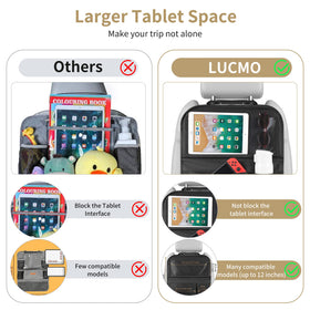 LUCMO bottle pocket with cup securing feature to prevent spills during travel