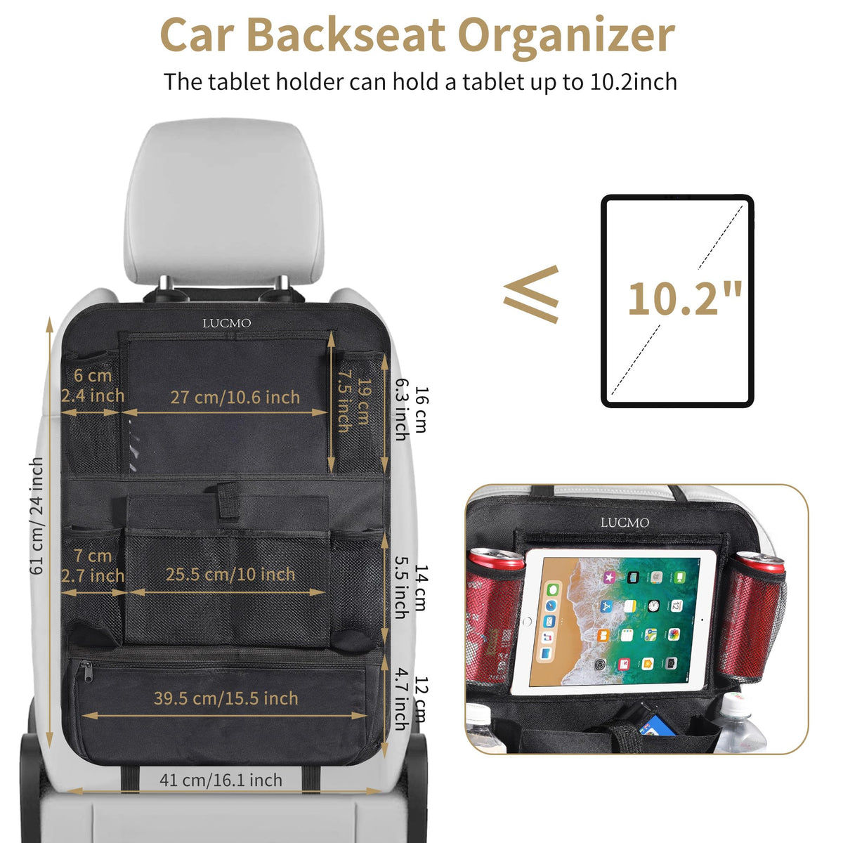 LUCMO kids watching tablet in backseat showing entertainment benefit