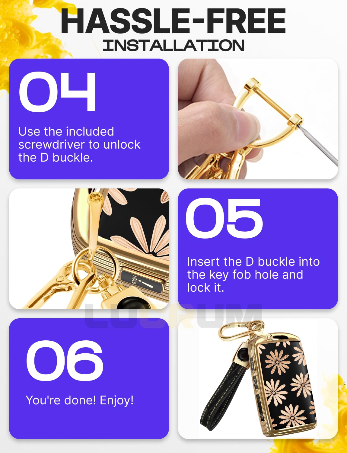 Lucrum packaging with mini screwdriver included for quick installation