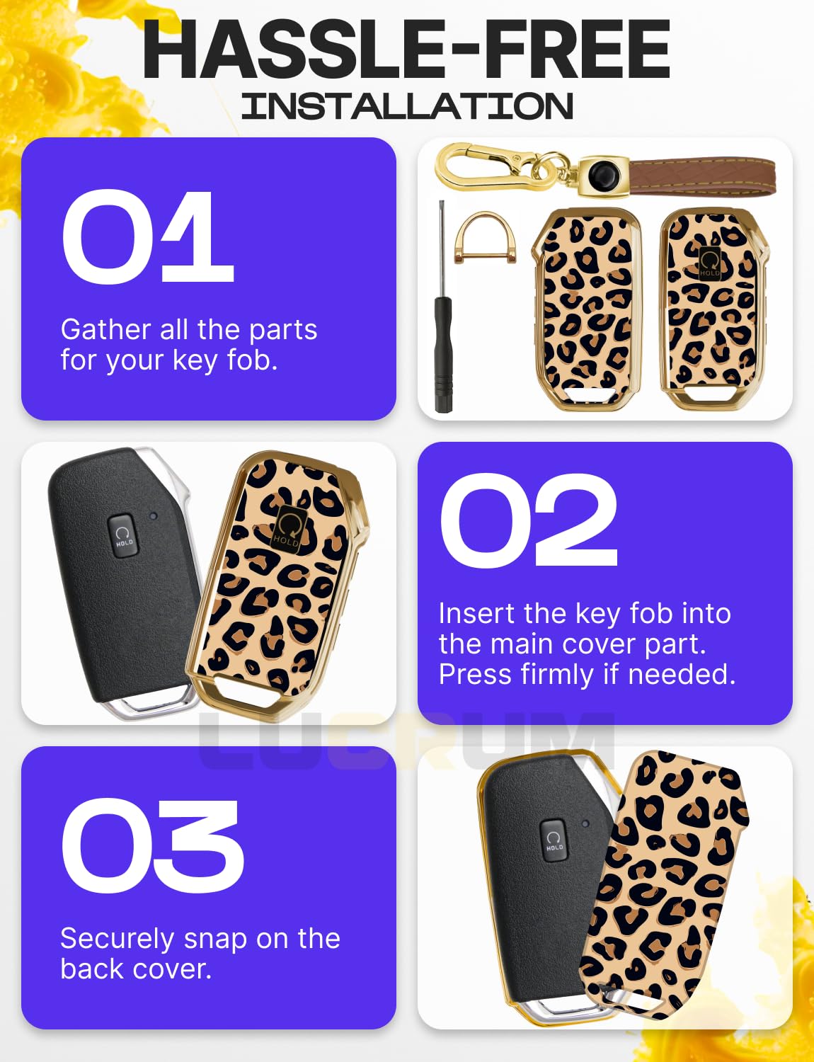 Lucrum key fob held in hand showing compact scale and ergonomic grip