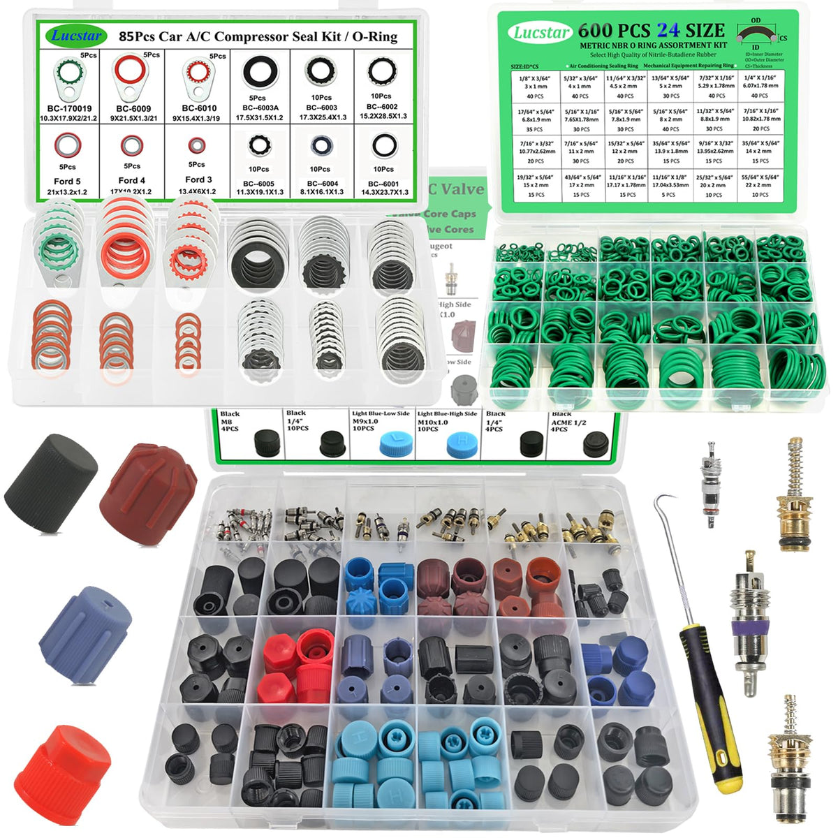 Lucstar front packaging showing complete AC kit and organized components benefits convenience