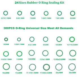 Lucstar spread of 24 NBR O rings showing size range for versatile repairs