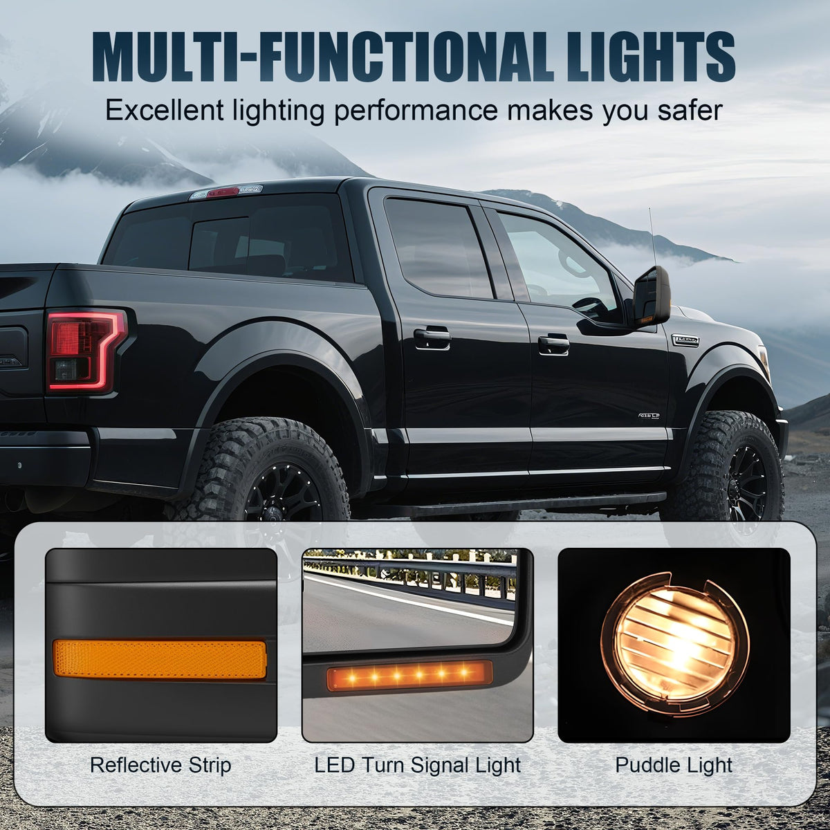 LUCTEND LED turn signal activated to show improved road signaling benefit