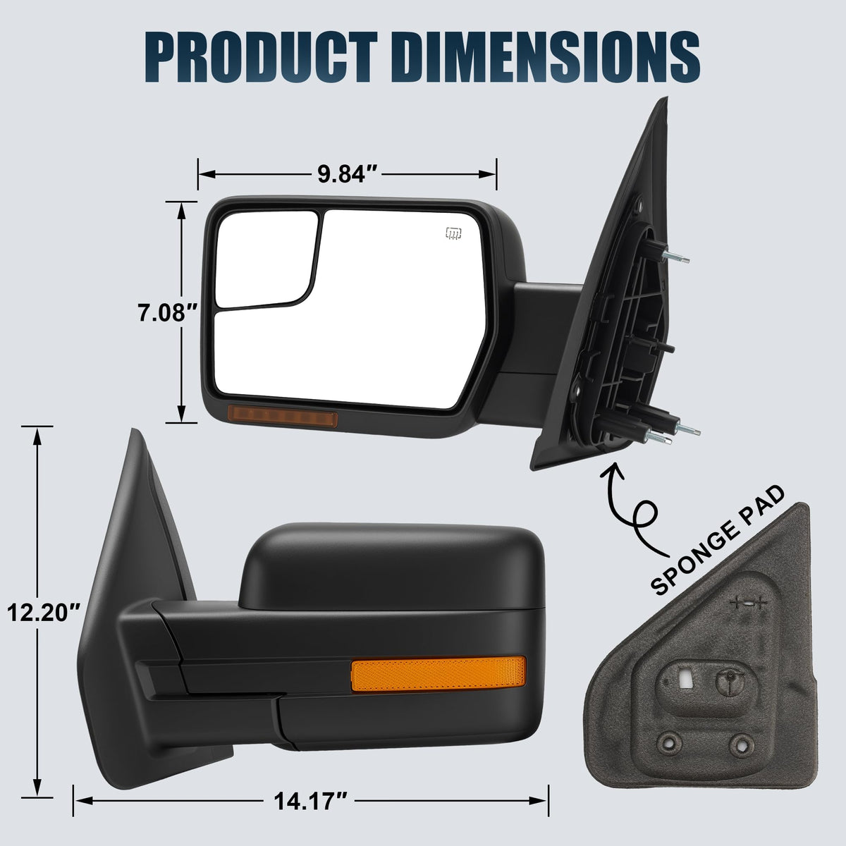 LUCTEND mirror mounted beside truck demonstrating fit and scale