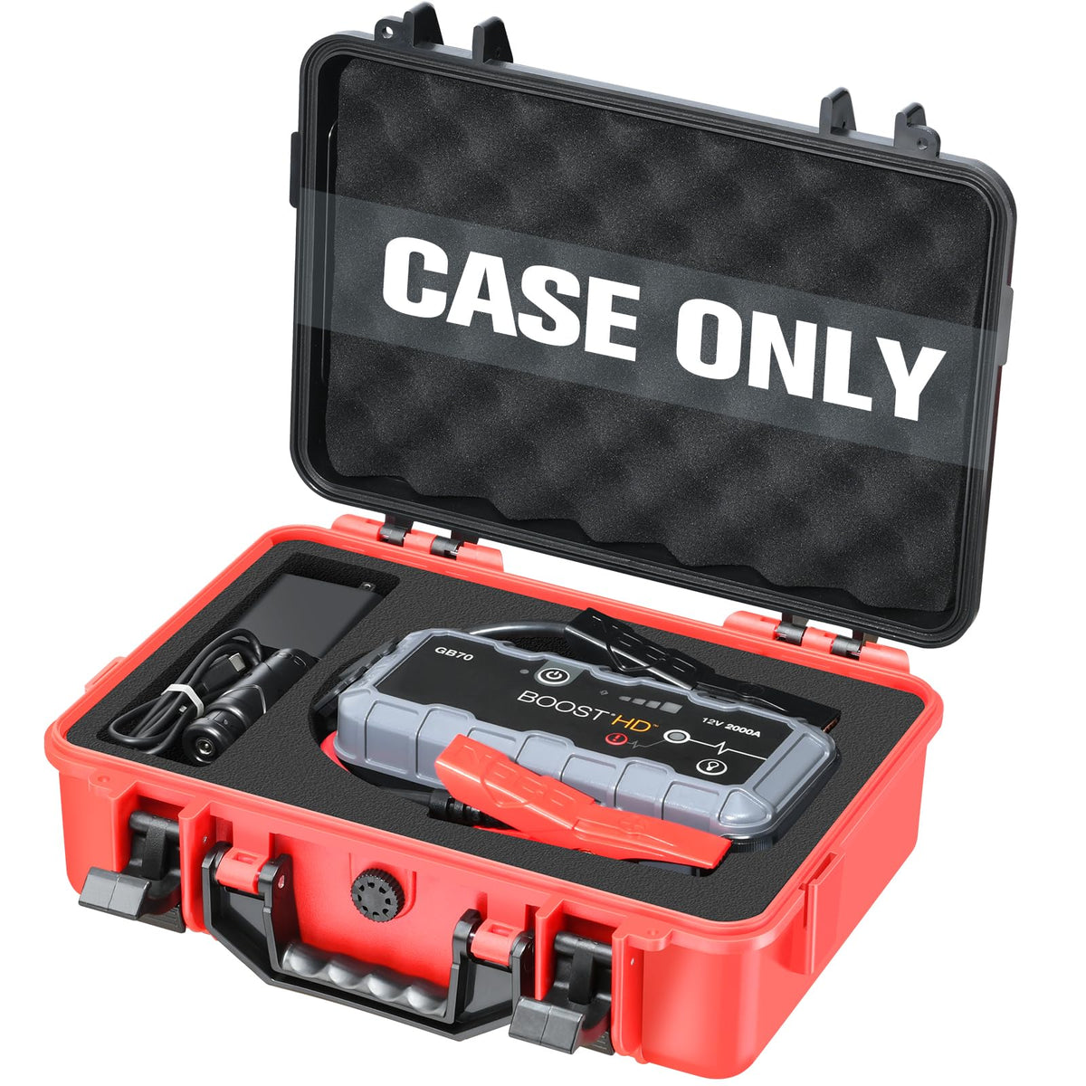 LUGECASE front view closed showing durable shell and carry handle benefit protection