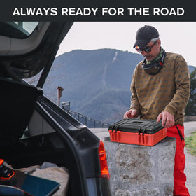 LUGECASE lifestyle roadside use with booster ready for fast access and safety