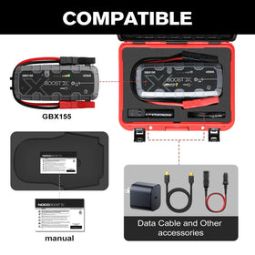 LUGECASE open with NOCO Boost X GBX155 inside showing organized storage