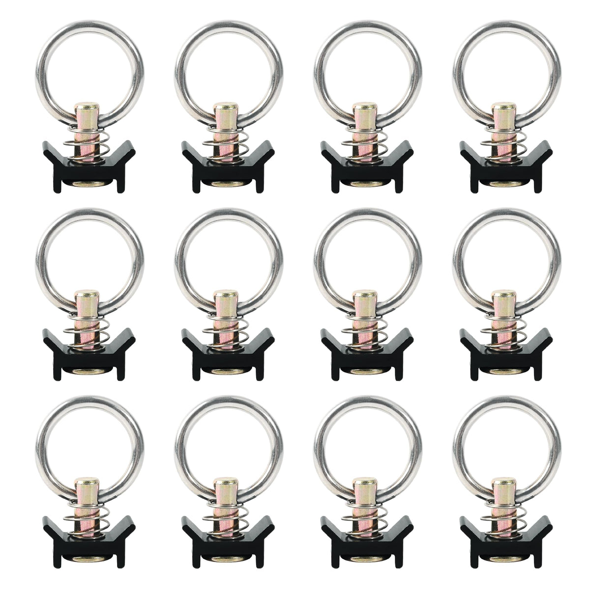 lukar front view of 12-pack L-track fittings shows compact, ready-to-install anchors